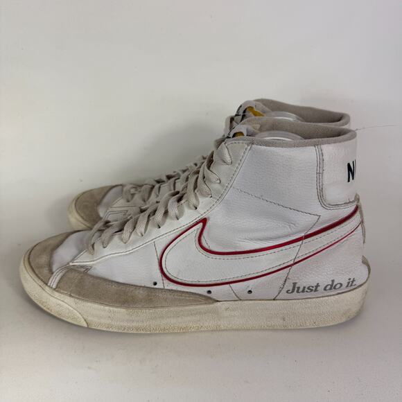 Nike Blazer Mid 77 Just Do It Skate Sneakers Men's 10.5 White Leather Mid Top - Picture 5 of 10